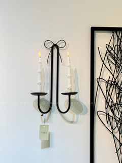 جاشمعی دیواری فلزی پاپیون دوشعله مشکی